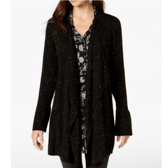 Style & Co Bell-Sleeved Draped Cardigan Deep Black M - Picture 1 of 2